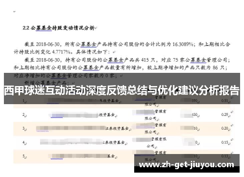 西甲球迷互动活动深度反馈总结与优化建议分析报告 西甲球迷互动活动深度反馈总结与优化建议分析报告